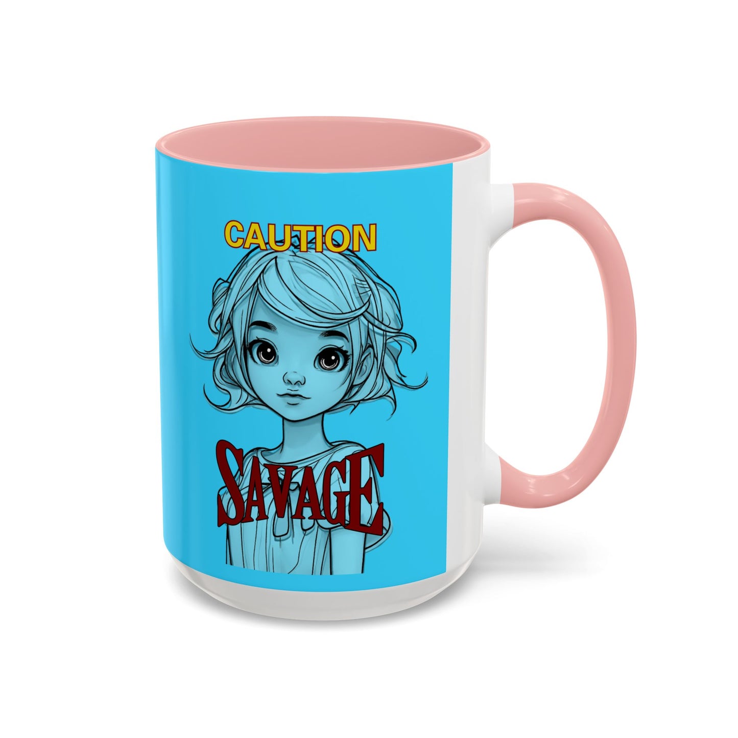Caution, Savage Light Blue Accent Mug by cypherpunkgear.com