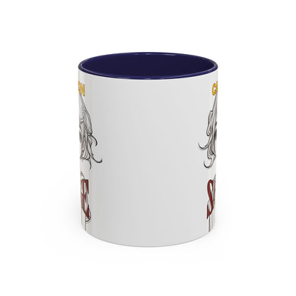 Caution, Savage White Accent Mug by cypherpunkgear.com
