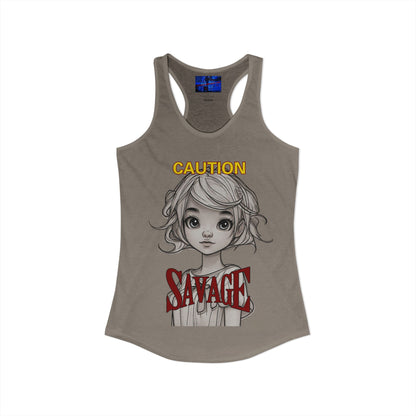 Caution, Savage Women's Racerback Tank Top by cypherpunkgear.com