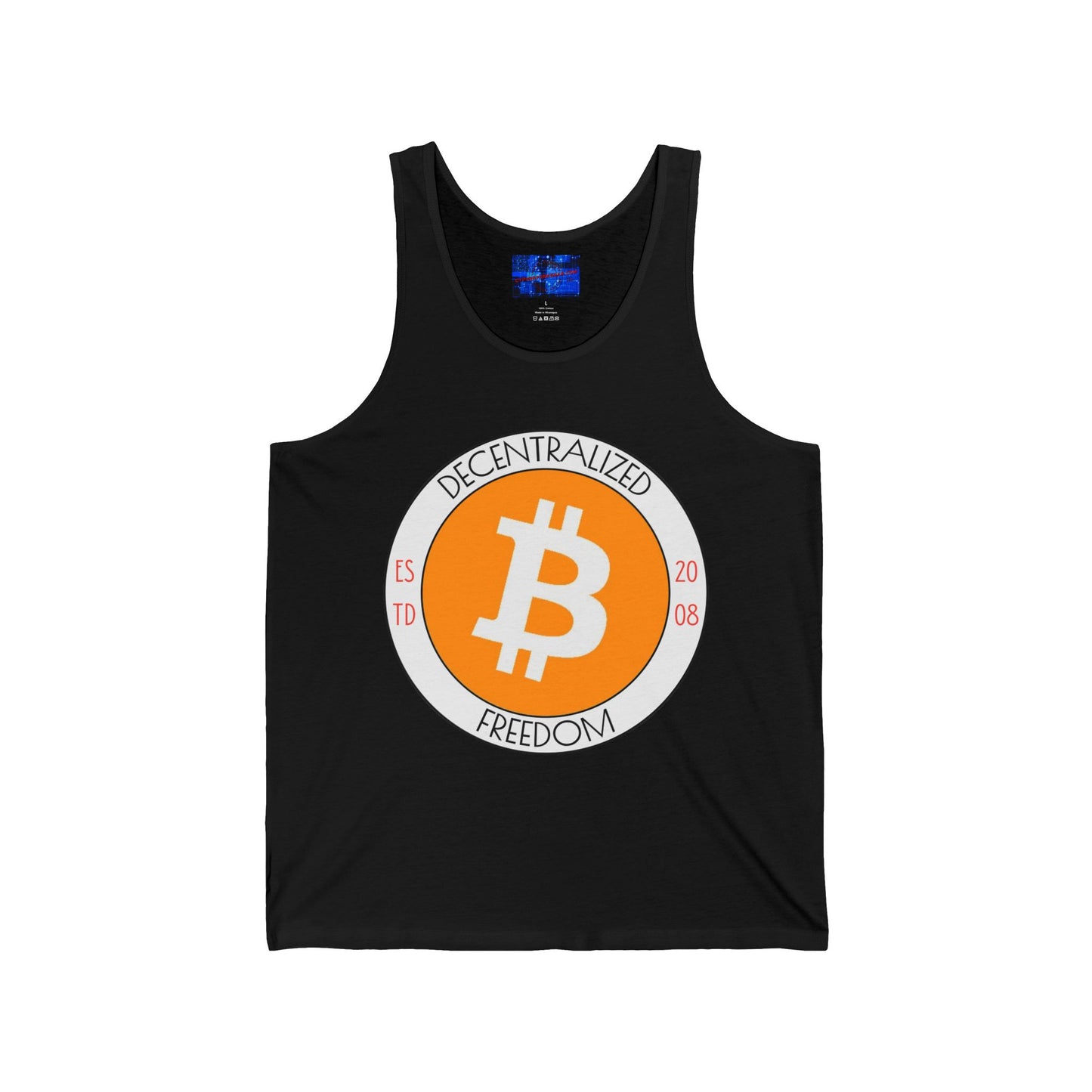 Bitcoin Decentralized Freedom Unisex Jersey Tank Top by cypherpunkgear.com