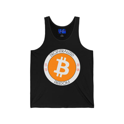 Bitcoin Decentralized Freedom Unisex Jersey Tank Top by cypherpunkgear.com
