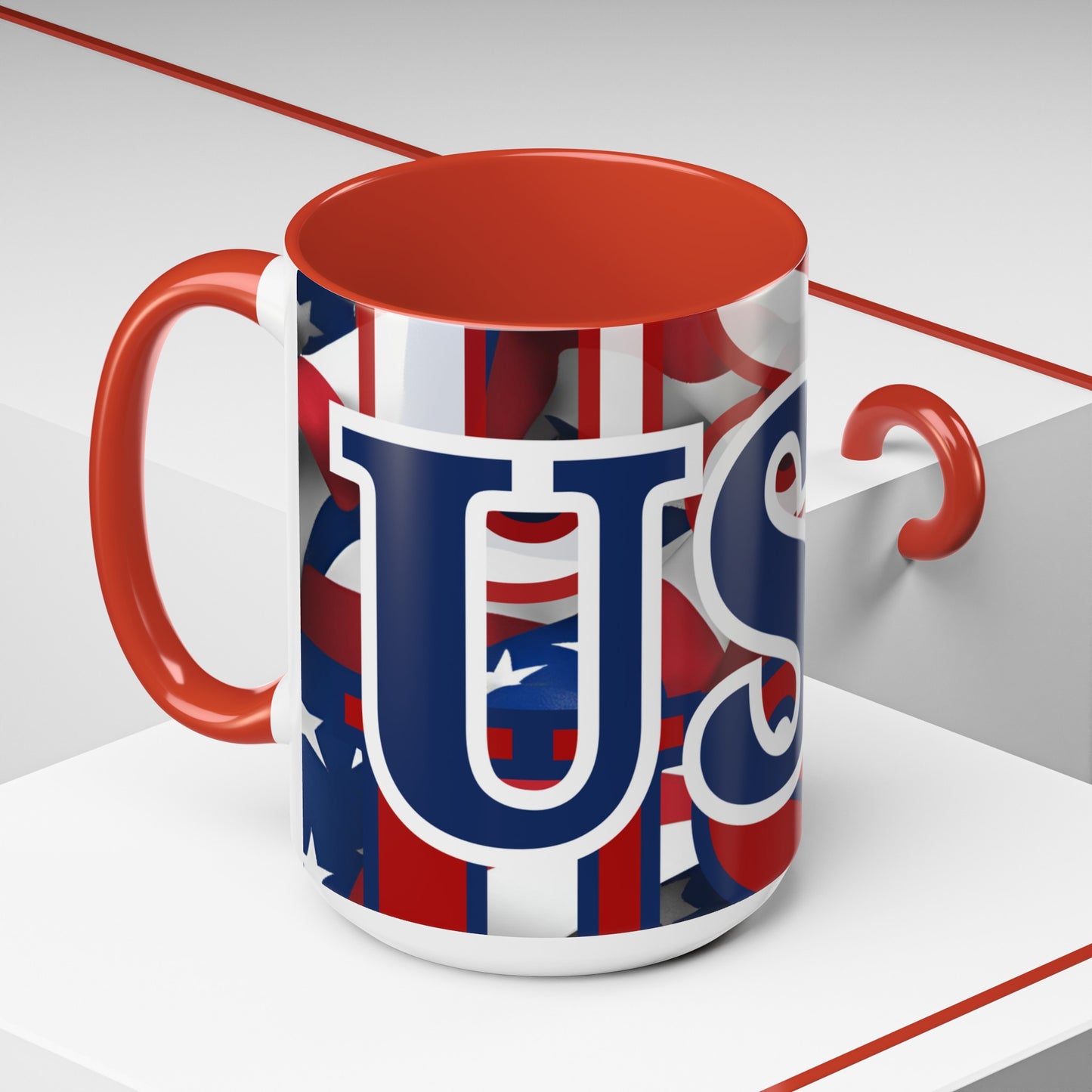 USA! USA! USA BLfont Patriot Accent Mug by cypherpunkgear