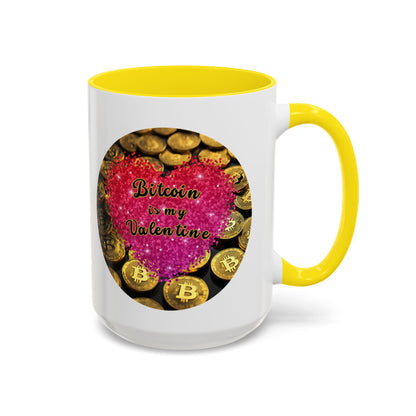 Bitcoin is My Valentine White Accent Mug by cypherpunkgear.com