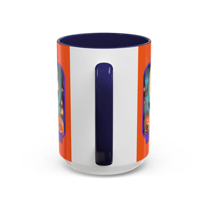 Happy Halloween Little Witch Purple font Orange Accent Mug by CreepyCrafts.boo