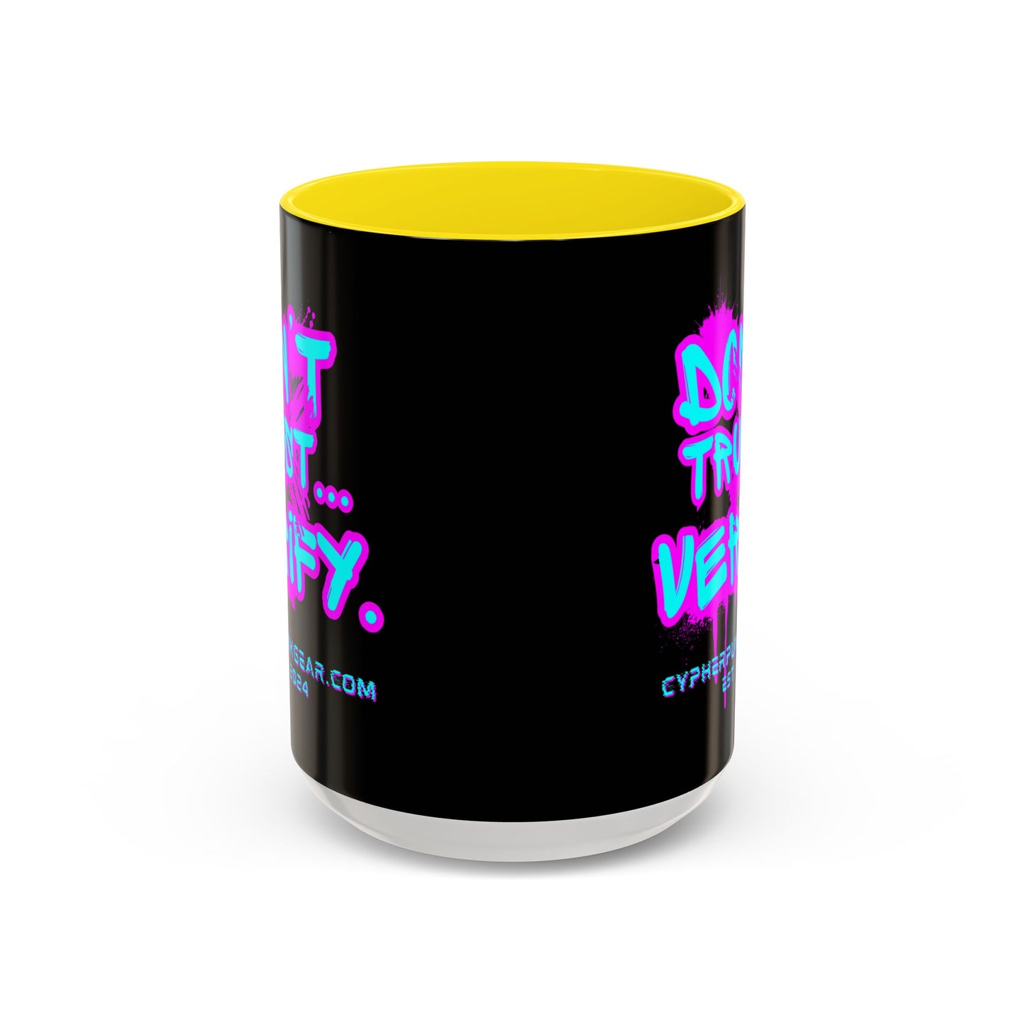 Don't Trust...Verify. Black Accent Mug by cypherpunkgear.com