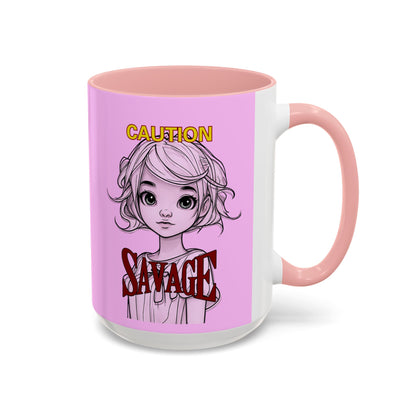 Caution, Savage Pink Accent Mug by cypherpunkgear.com