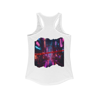 2-sided, cypherpunkgear.com Logo & Cityscape Women's Racerback Tank Top by cypherpunkgear.com