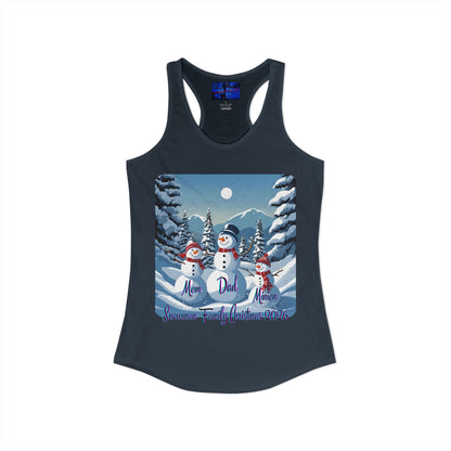 Snowman Family of 3 Women's Racerback Tank Top by cypherpunkgear.com