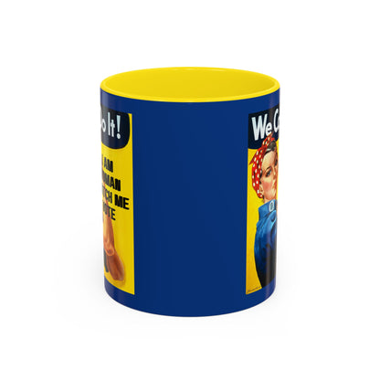 I Am Woman Watch Me Vote Rosie Dark Blue Accent Mug by cypherpunkgear.com