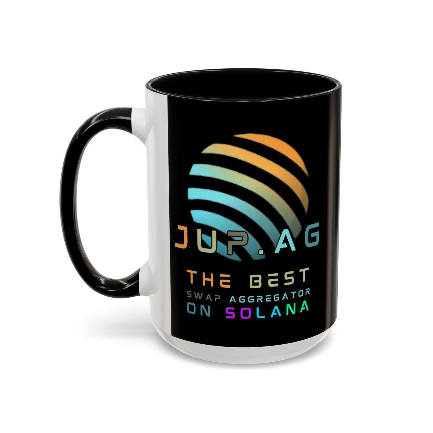Jupiter (JUP) the best aggregator on Solana Black Accent Mug by cypherpunkgear.com