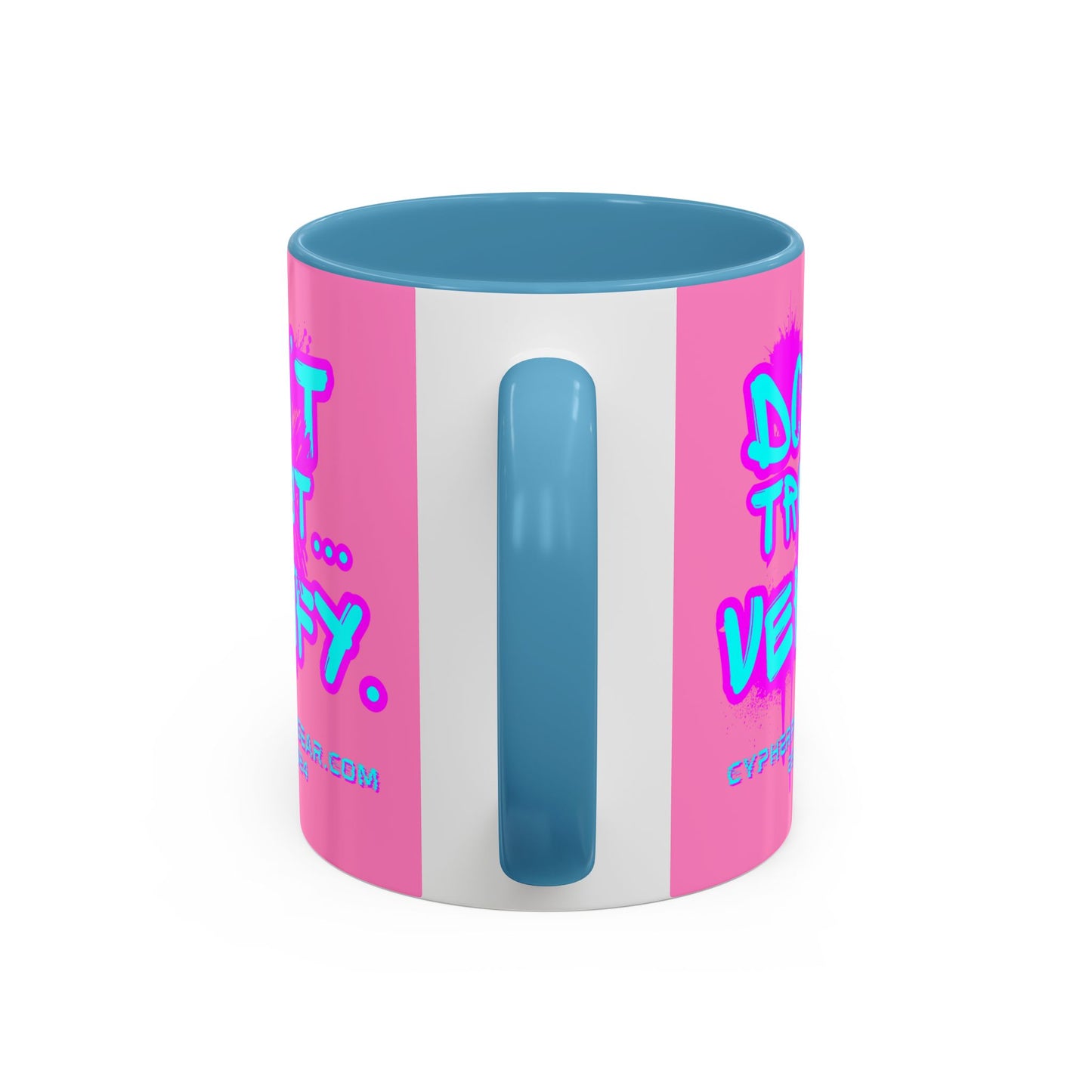 Don't Trust...Verify. Light Pink Accent Mug by cypherpunkgear.com