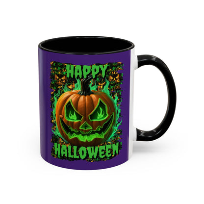 Happy Halloween Green Jack Purple Accent Mug by CreepyCrafts.boo