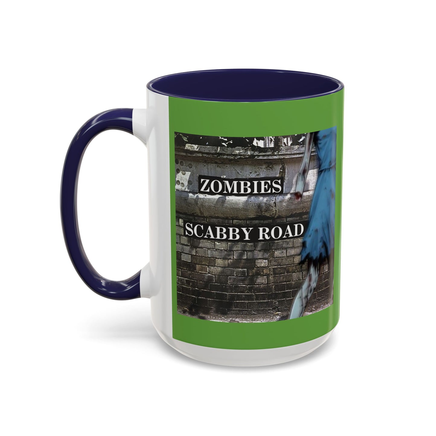 2-sided, Scabby Road Green Accent Mug by CreepyCrafts.boo
