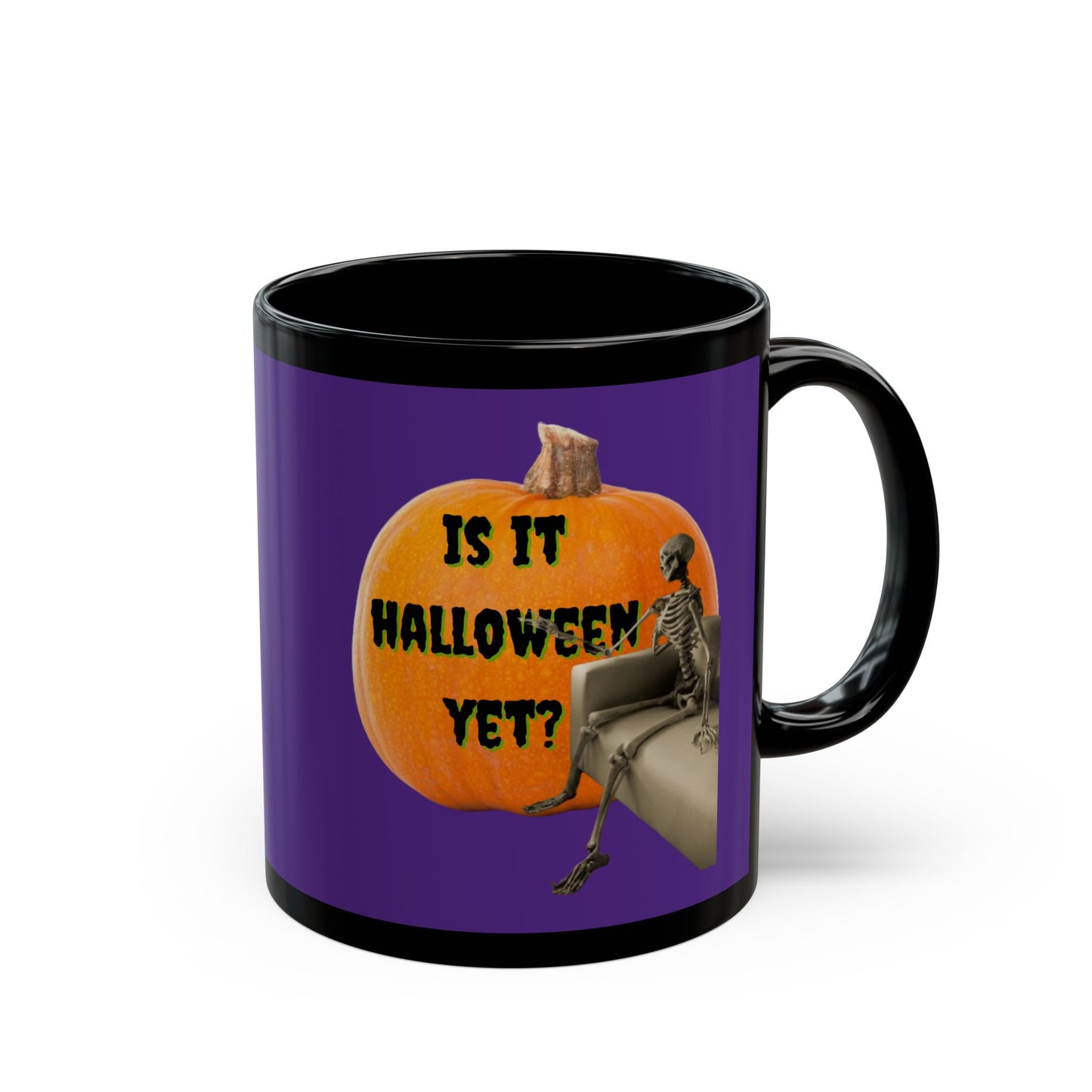 Is it Halloween yet? Skeleton's Giant Pumpkin Purple Mug by CreepyCrafts.boo