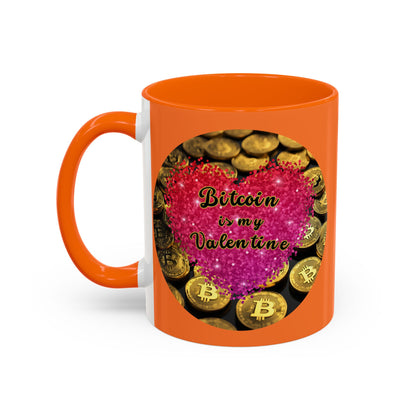 Bitcoin is My Valentine Orange Accent Mug by cypherpunkgear.com