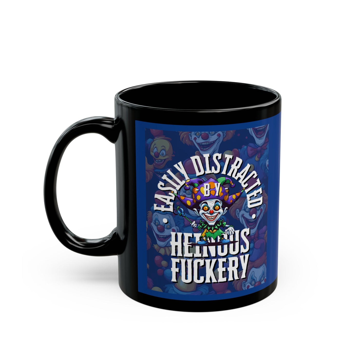 Easily Distracted by Heinous Fuckery Little Jinx Dark Blue Mug by cypherpunkgear.com