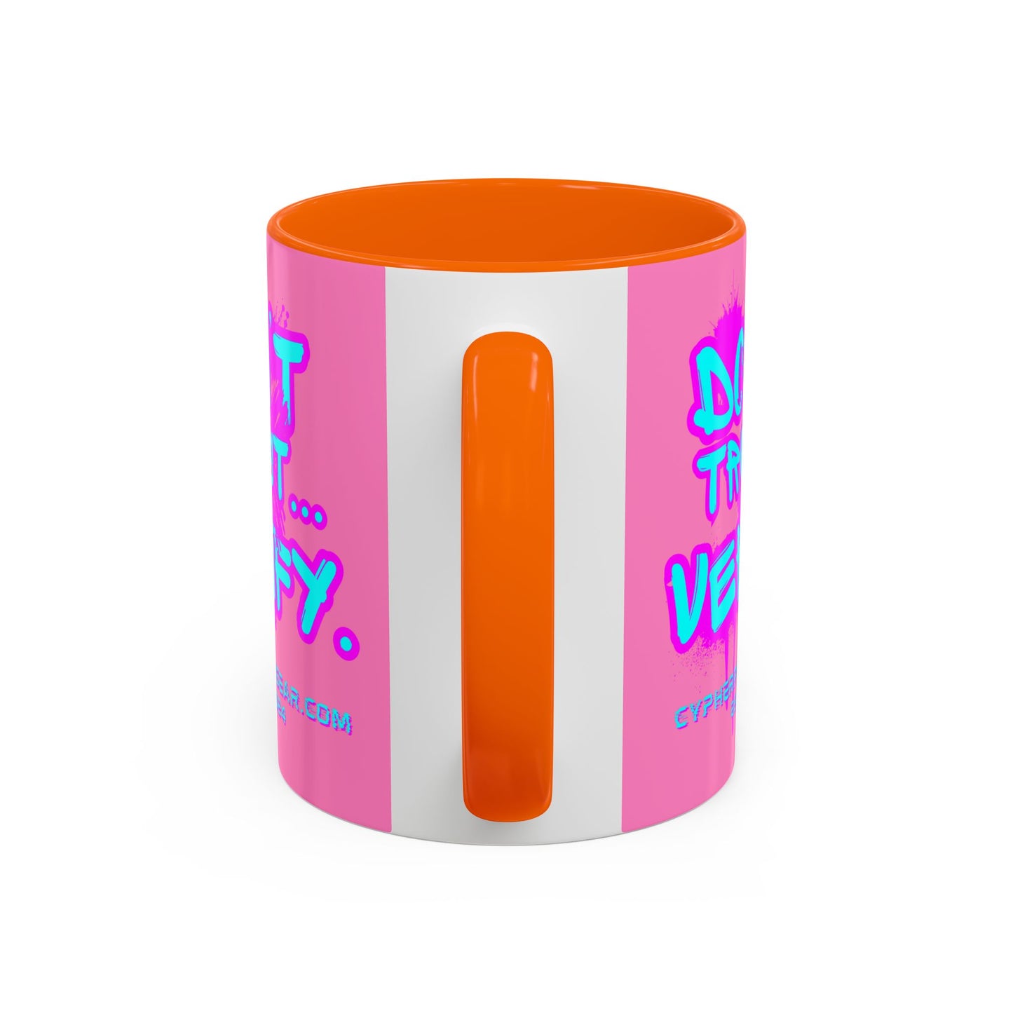 Don't Trust...Verify. Light Pink Accent Mug by cypherpunkgear.com
