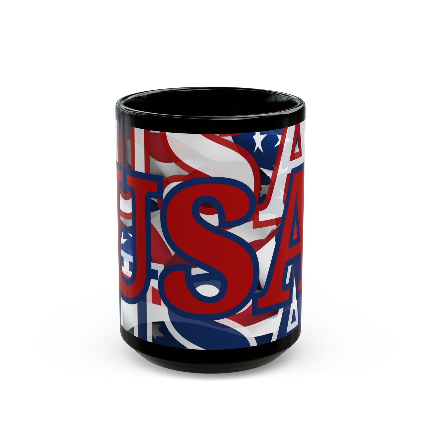 USA! USA! USA Red font Patriot Black Mug by cypherpunkgear.com