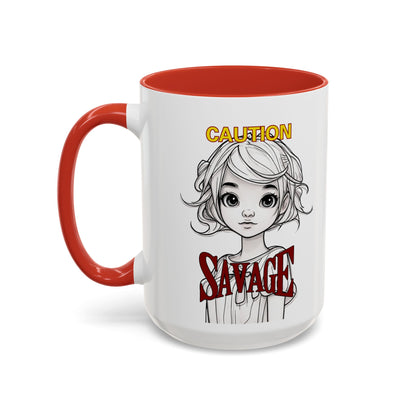 Caution, Savage White Accent Mug by cypherpunkgear.com