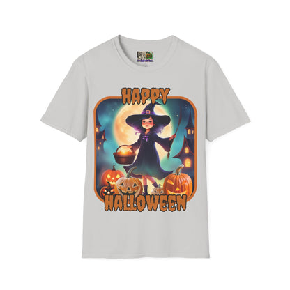 Happy Halloween Little Witch Orange font, Light colors, Unisex T-Shirt by CreepyCrafts.boo