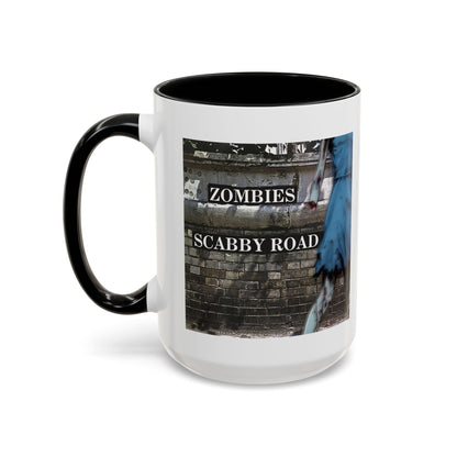 2-sided, Scabby Road White Accent Mug by CreepyCrafts.boo