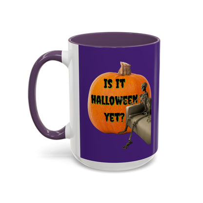 Is it Halloween yet? Skeleton's Giant Pumpkin Purple Accent Mug by CreepyCrafts.boo