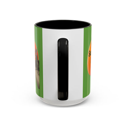 Is It Samhain Yet? Skeleton's Giant Pumpkin Green Accent Mug by CreepyCrafts.boo