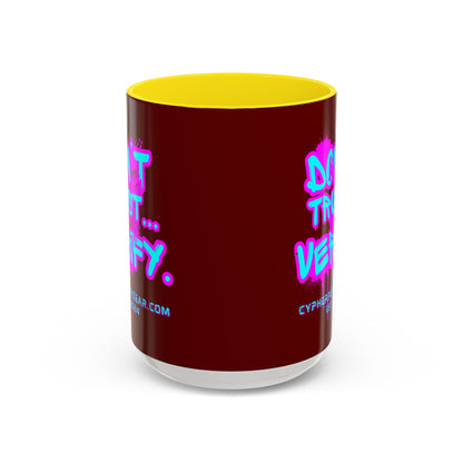 Don't Trust...Verify. Red Accent Mug by cypherpunkgear.com