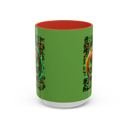 Blessed Samhain Green Jack Green Accent Mug by CreepyCrafts.boo