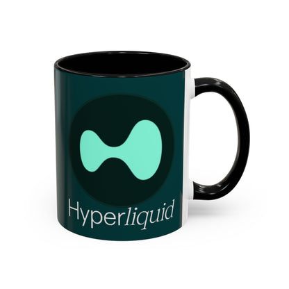 Hyperliquid White font Dark Hyperliquid Accent Mug by cypherpunkgear.com