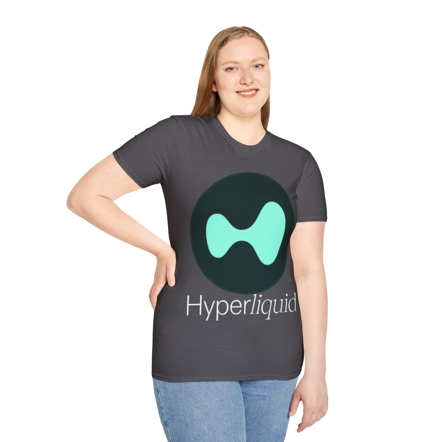 Hyperliquid White font Unisex T-Shirt by cypherpunkgear.com