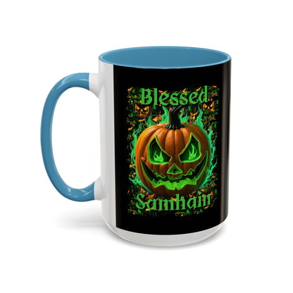 Blessed Samhain Green Jack Black Accent Mug by CreepyCrafts.boo