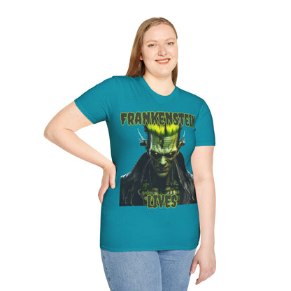 Frankenstein Lives Dark colors Unisex T-Shirt by CreepyCrafts.boo