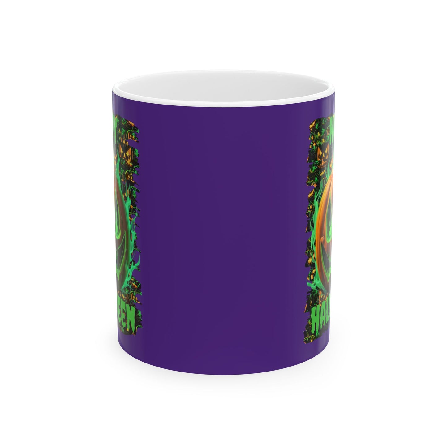 Happy Halloween Green Jack Purple Mug by cypherpunkgear