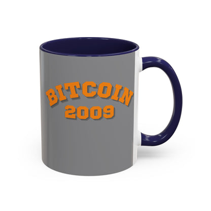 Bitcoin 2009 Grey Accent Mug by cypherpunkgear.com