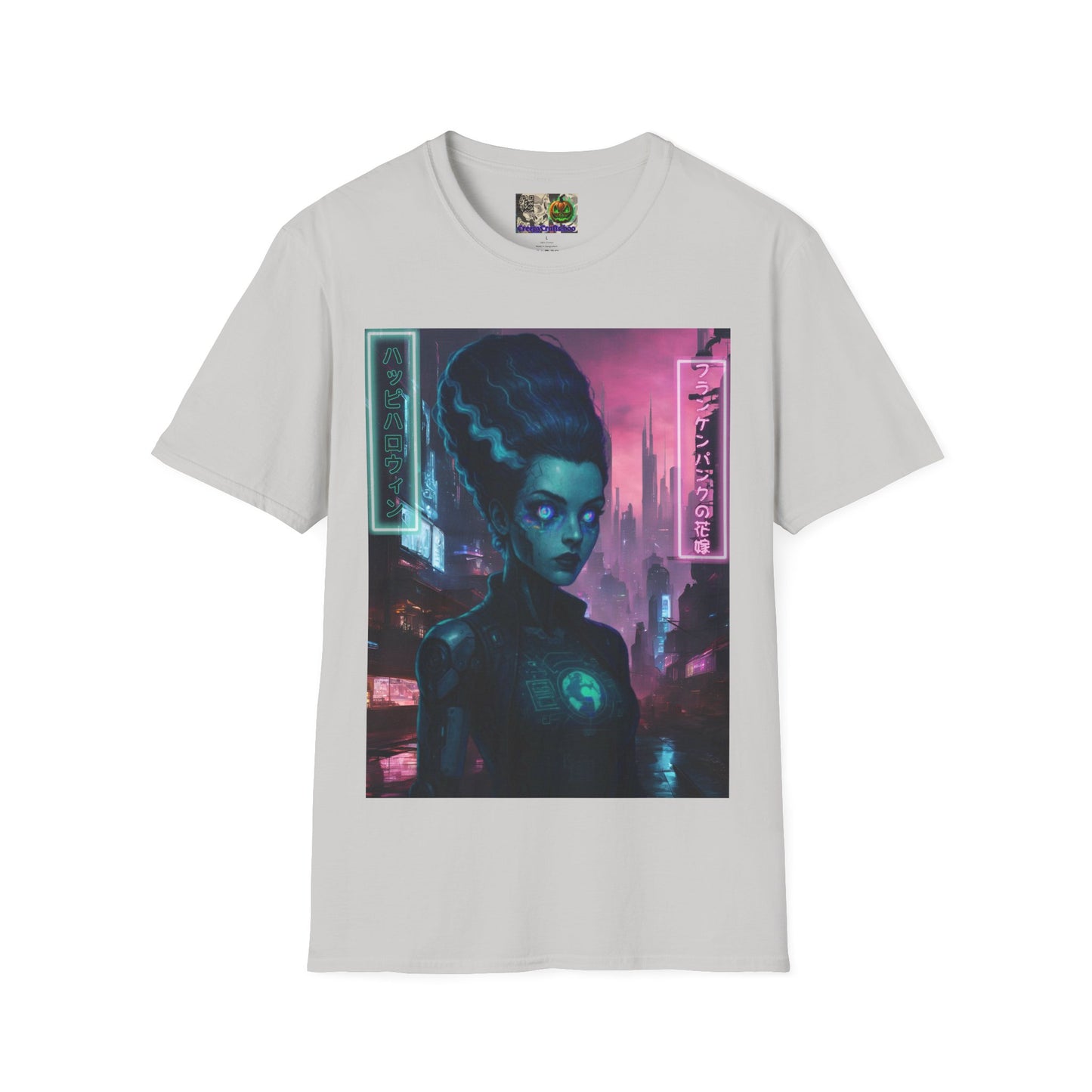 Neon Bride of Frankenstein Light colors Unisex T-Shirt by CreepyCrafts.boo