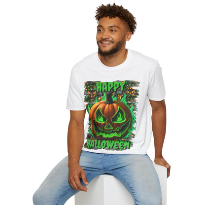Happy Halloween Green Jack Light colors Unisex T-Shirt by CreepyCrafts.boo