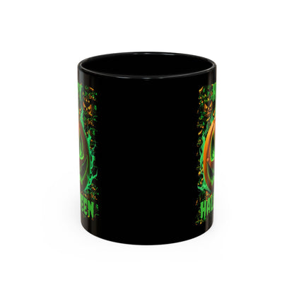 Happy Halloween Green Jack Black Accent Mug by CreepyCrafts.boo