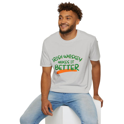 Irish Whiskey makes it better GNfont LTcolors Unisex T-Shirt by cypherpunkgear.com