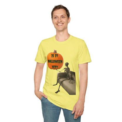 Waiting for Halloween Skeleton LTcolors Unisex T-Shirt by cypherpunkgear