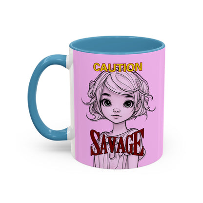 Caution, Savage Pink Accent Mug by cypherpunkgear.com