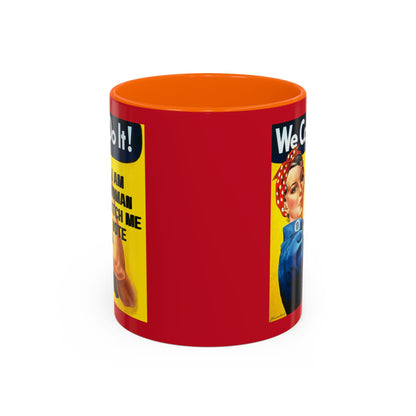 I Am Woman Watch Me Vote Rosie Red Accent Mug by cypherpunkgear.com