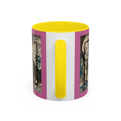 Yōkai Happy Halloween Pink Accent Mug by CreepyCrafts.boo