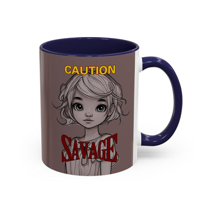 Caution, Savage Grey Accent Mug by cypherpunkgear.com