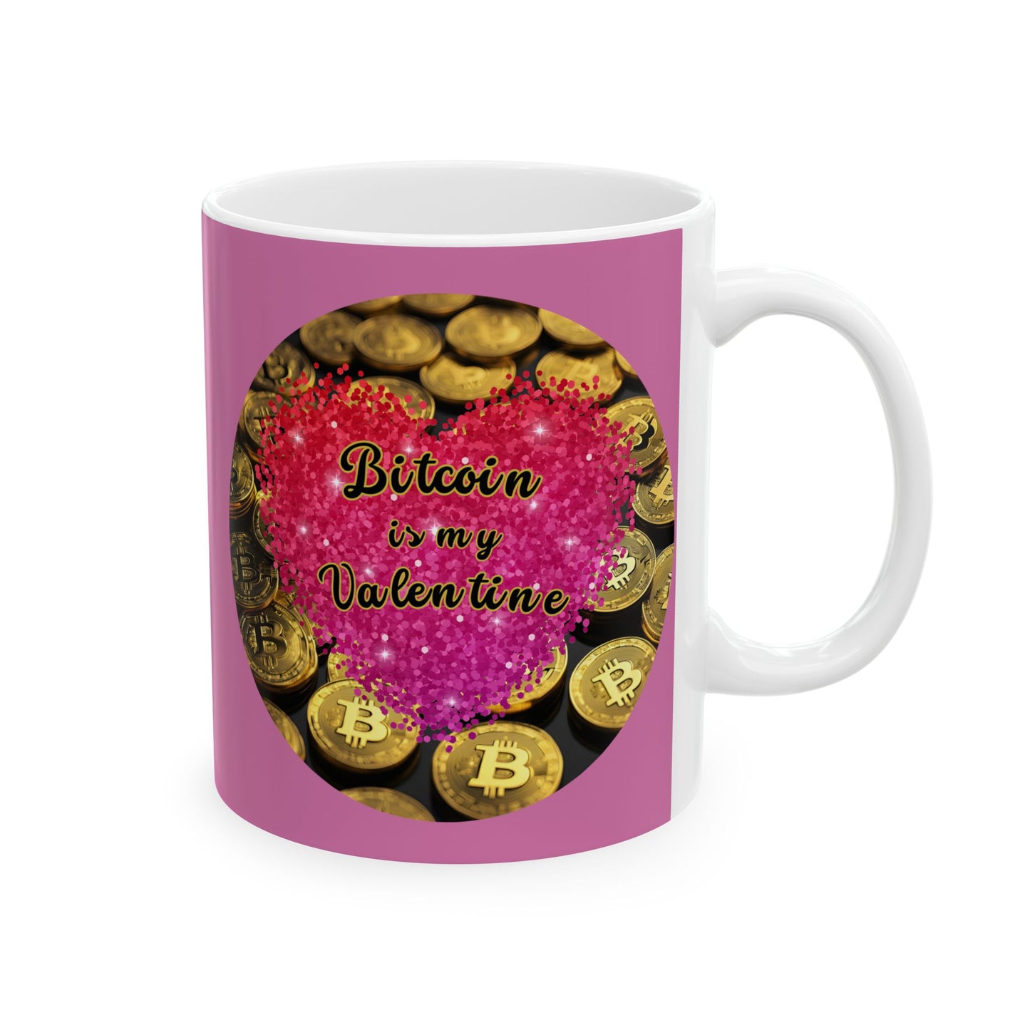 Bitcoin is My Valentine Pink and White Mug by cypherpunkgear.com