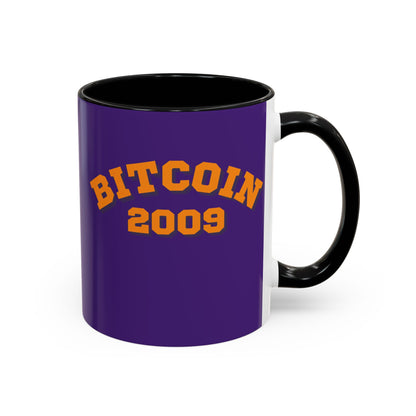 Bitcoin 2009 Dark Purple Accent Mug by cypherpunkgear.com