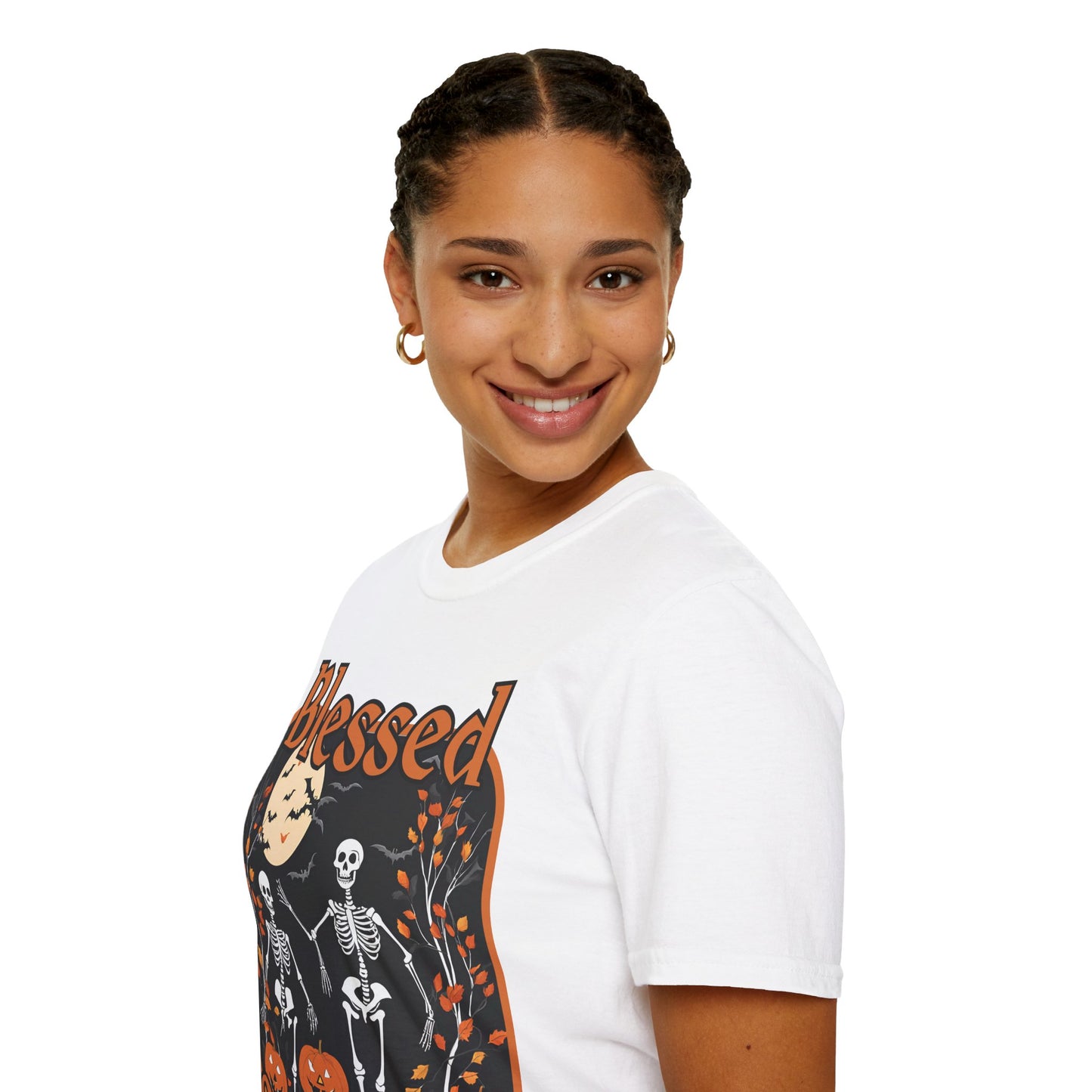 Spooktacular Skeletons of Samhain Light colors Unisex T-Shirt by CreepyCrafts.boo