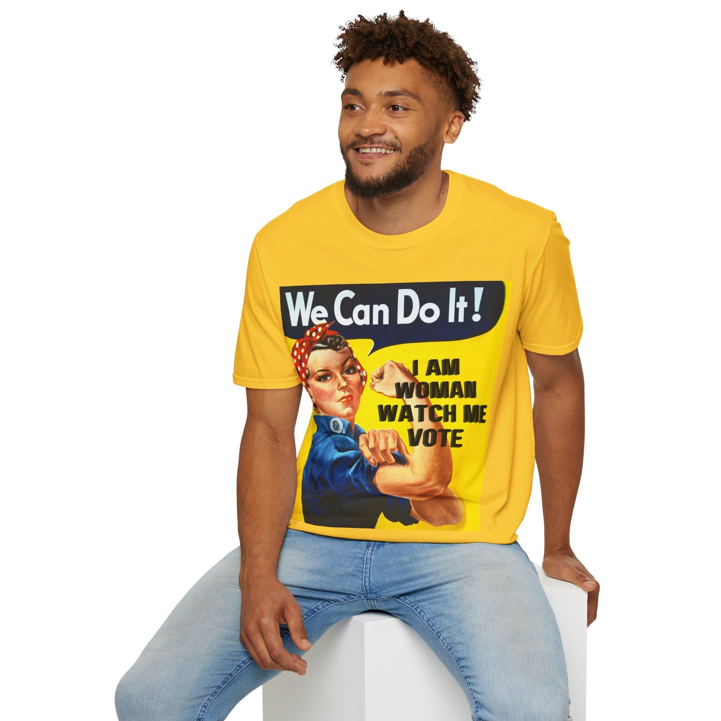 I Am Woman Watch Me Vote Rosie Light colors Unisex T-Shirt by cypherpunkgear.com