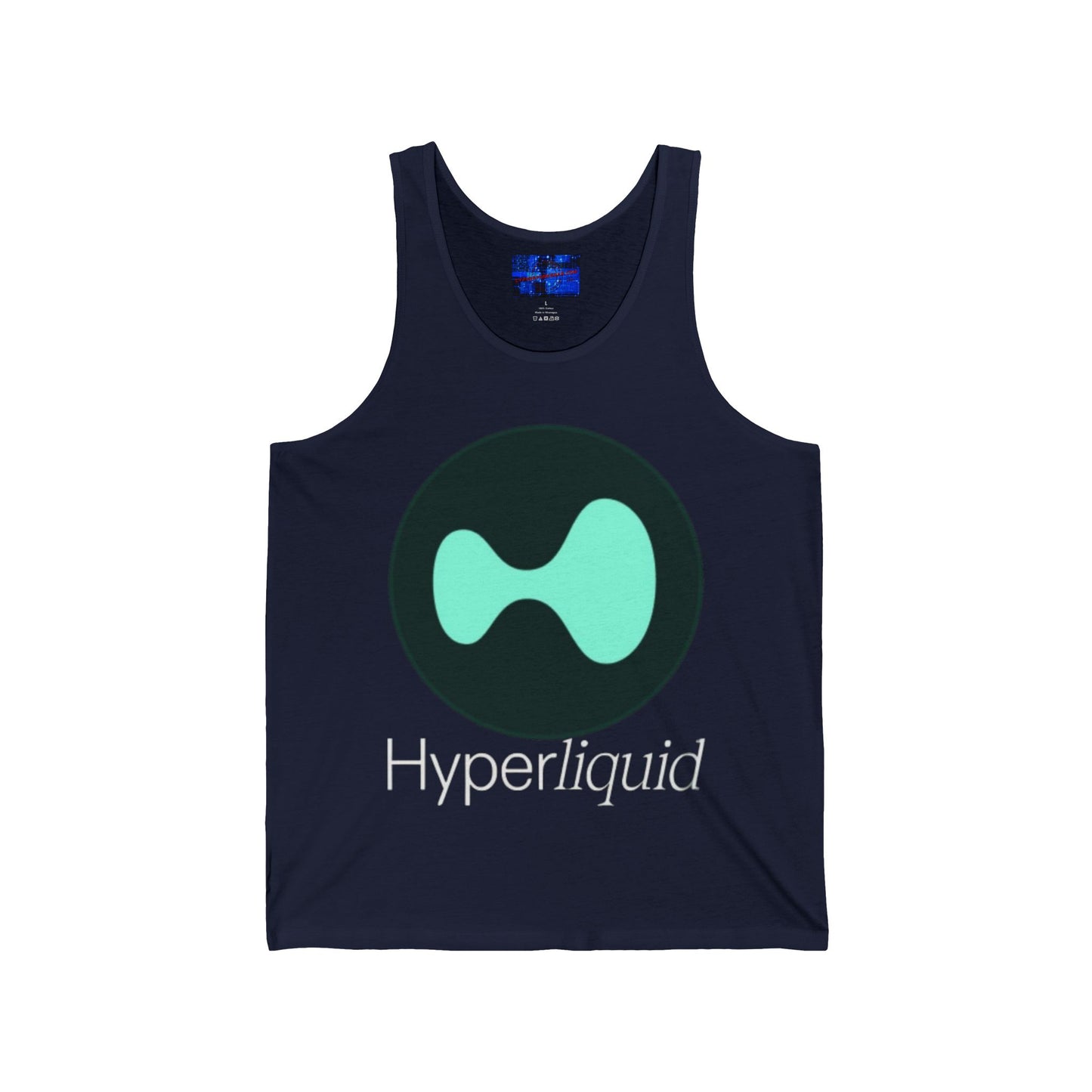 Hyperliquid White font Unisex Jersey Tank Top by cypherpunkgear.com