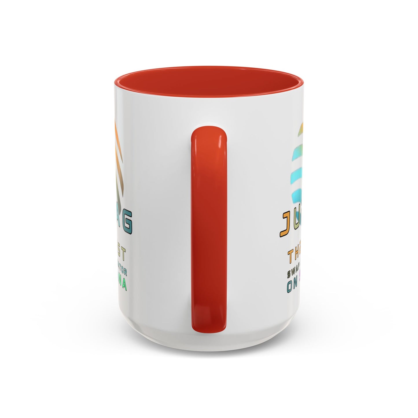 Jupiter (JUP) the best aggregator on Solana White Accent Mug by cypherpunkgear.com